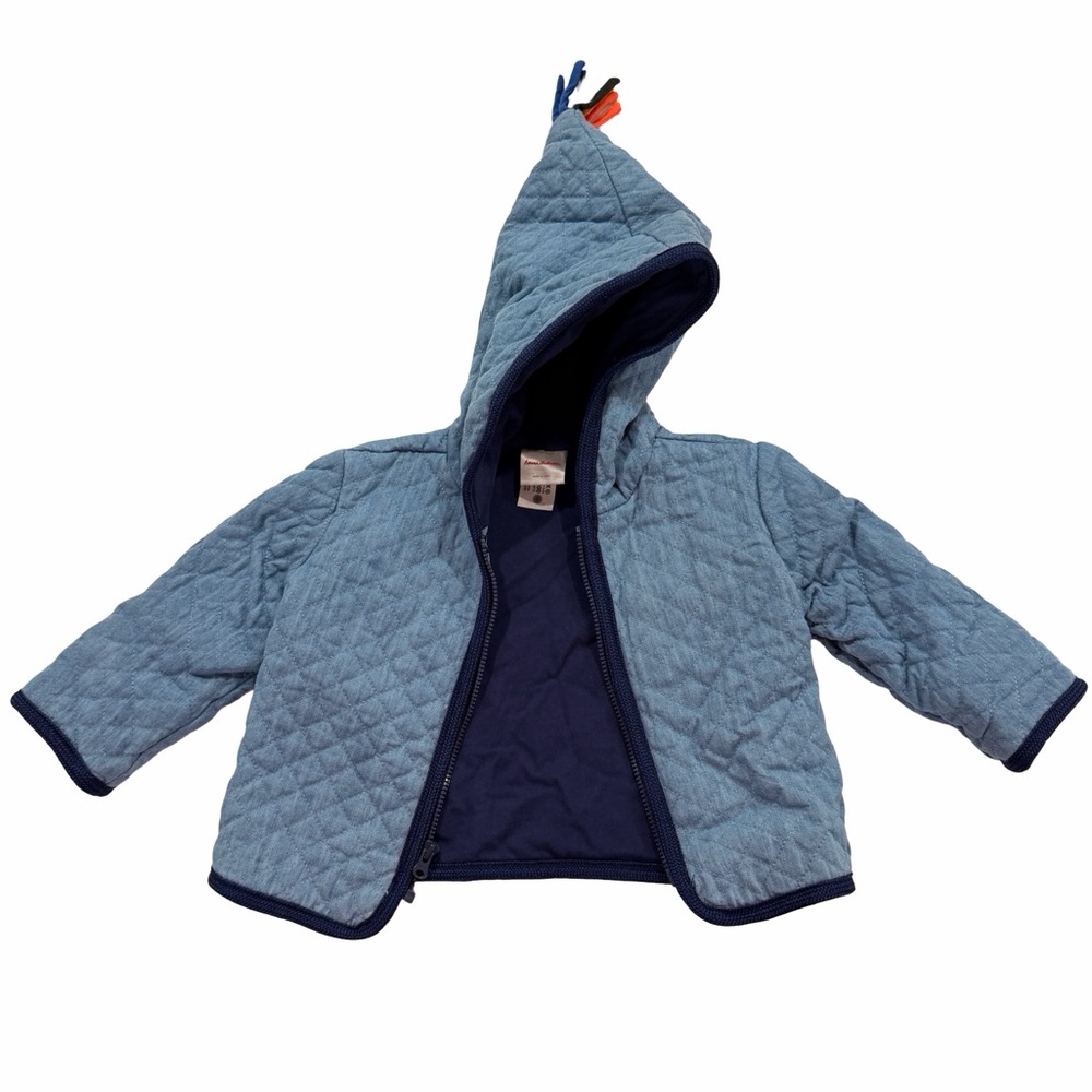 Hanna Andersson Quilted Hooded Jacket 70 cm Chambray Baby Coat